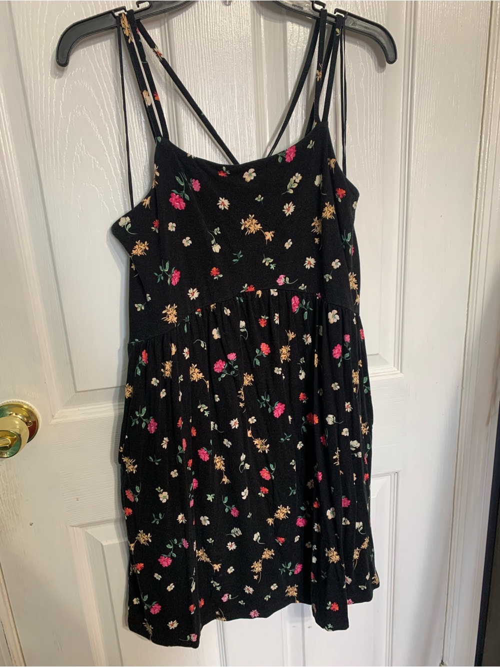 Old Navy Black Floral Tie-Strap Dress